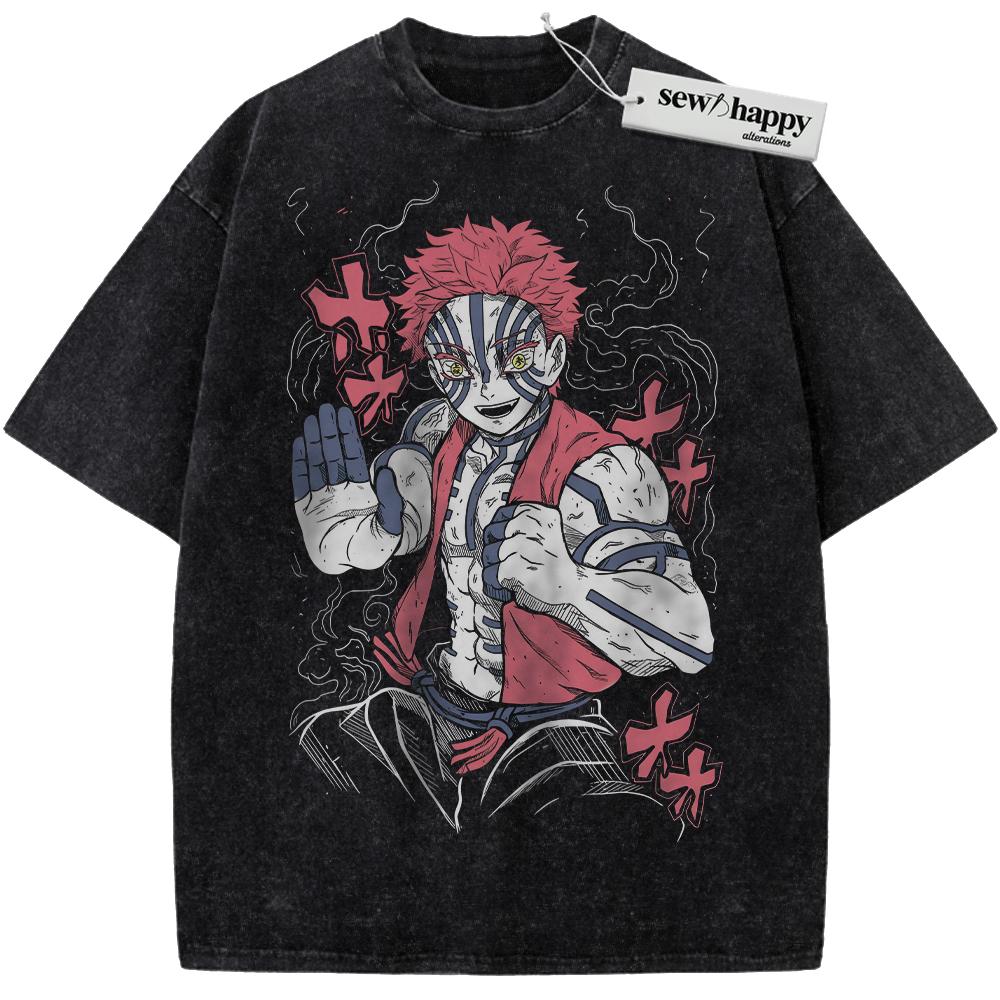 Wash Tee Akaza Shirt, Demon Slayer Shirt, Anime Shirt, Vintage T-Shirt Wash Tee Akaza Shirt, Demon Slayer Shirt, Anime Shirt, Vintage T-Shirt - Image 1