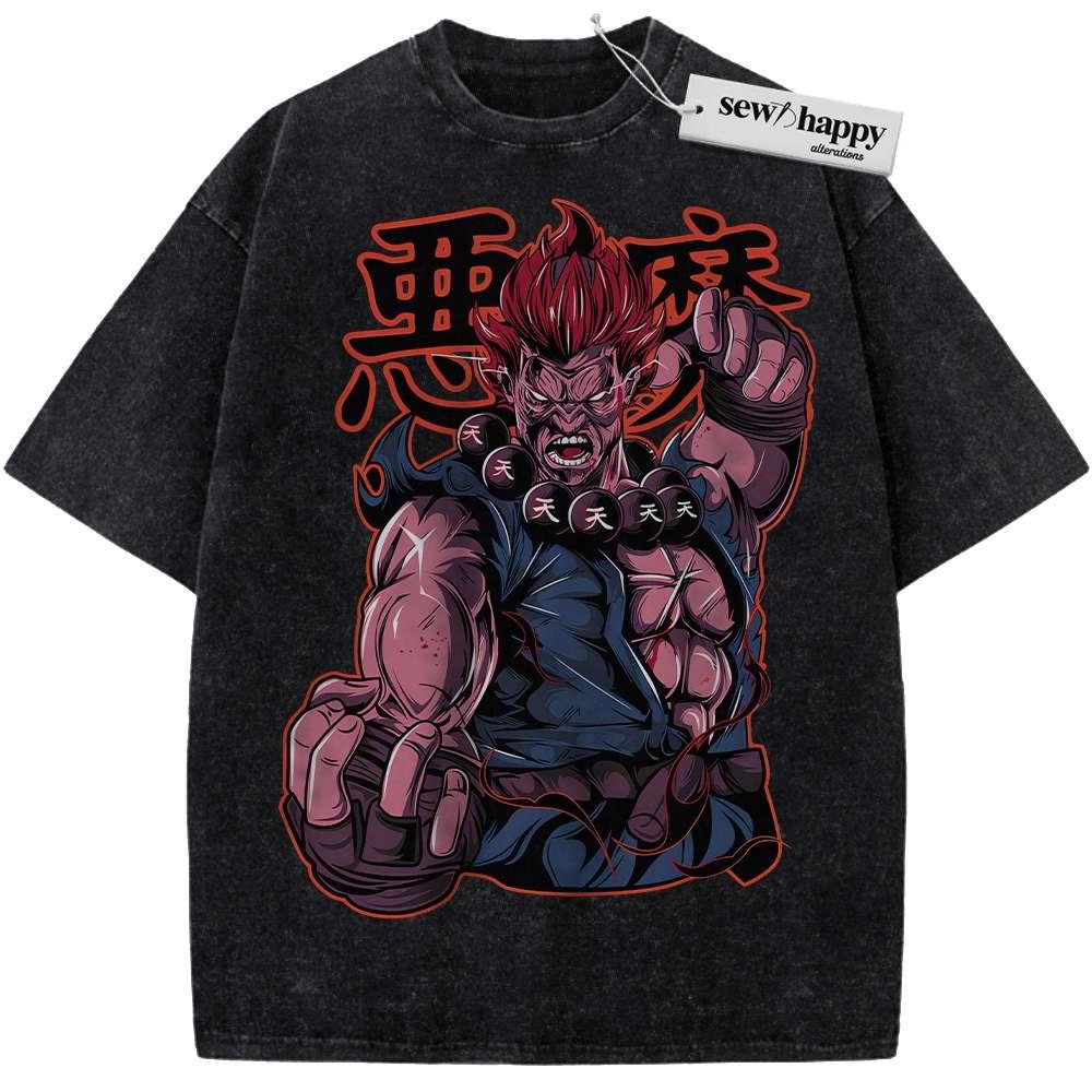 Wash Tee Akuma Shirt, Street Fighter Shirt, Game Shirt, Vintage Tee