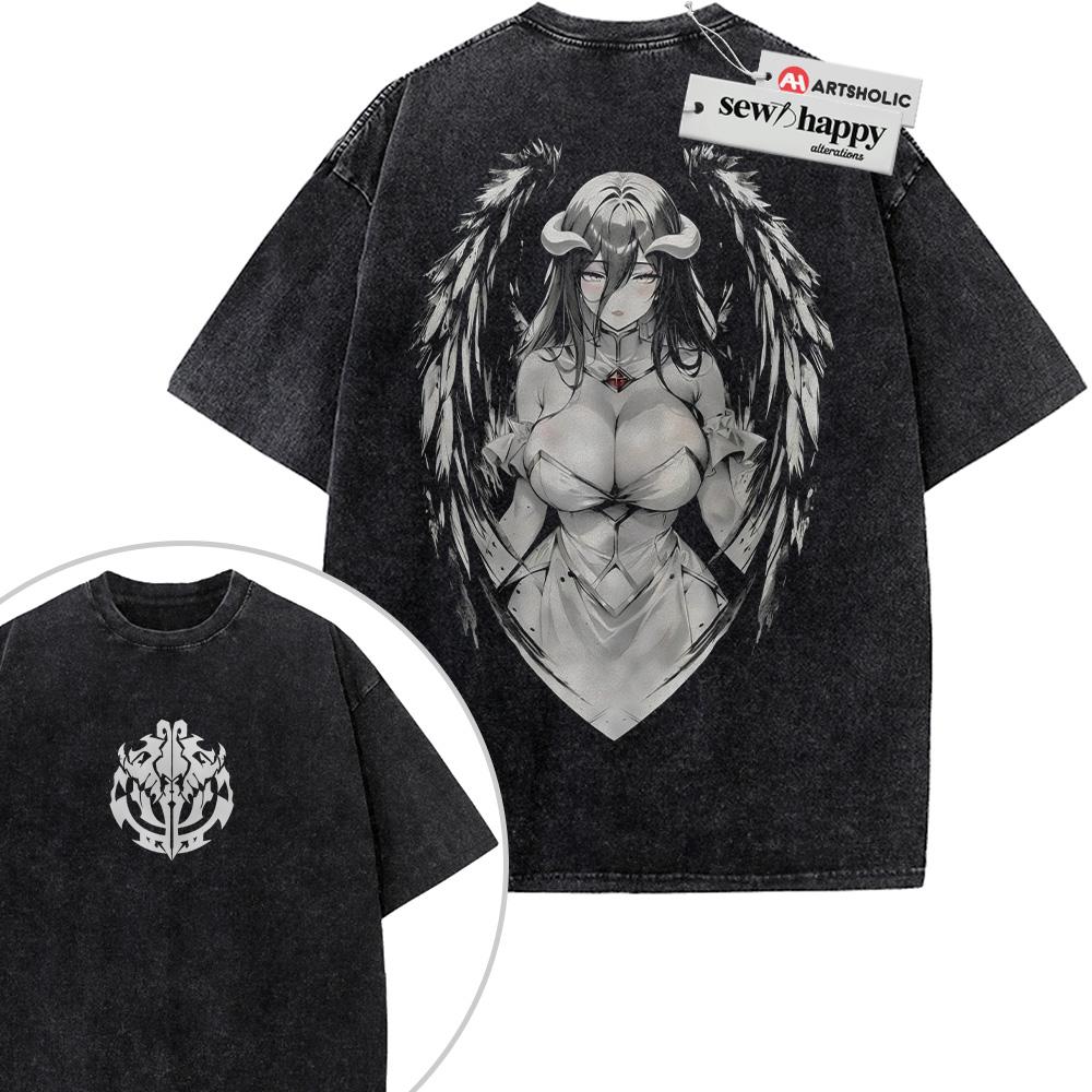 Wash Tee Albedo Shirt, Overlord Shirt, Anime Shirt, Vintage T-Shirt 2-Sided