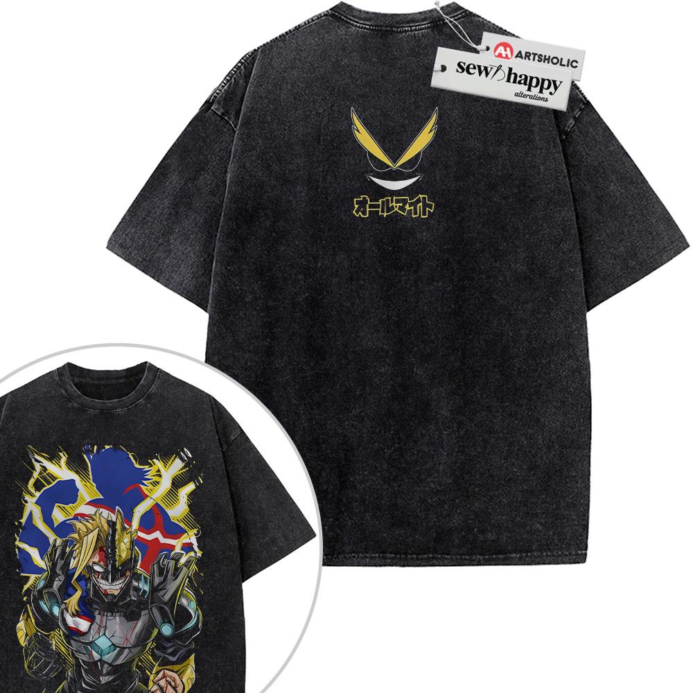 Wash Tee All Might Shirt, MHA Shirt, Anime Shirt, Vintage T-Shirt 2-Sided
