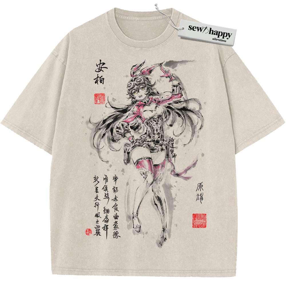 Wash Tee Amber Shirt, Genshin Impact Shirt, Game Shirt, Vintage T-Shirt