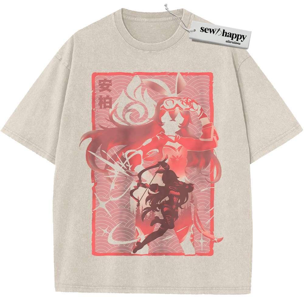 Wash Tee Amber Shirt, Genshin Impact Shirt, Game Shirt, Vintage Tee
