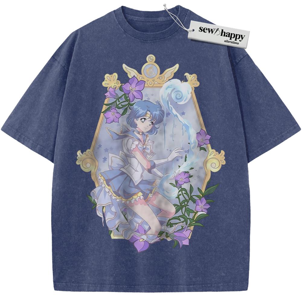 Wash Tee Ami Mizuno Shirt, Sailor Mercury Shirt, Sailor Moon Shirt, Anime Shirt, Vintage Tee