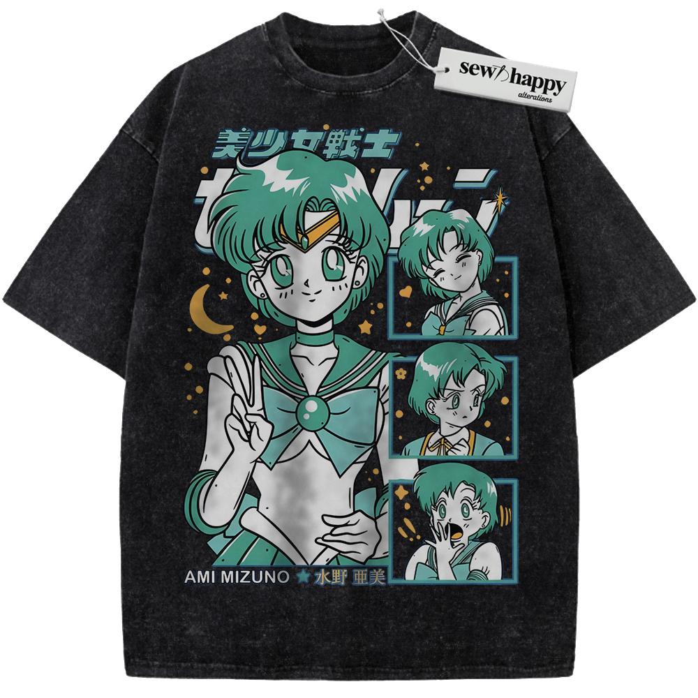 Wash Tee Ami Mizuno Shirt, Sailor Mercury Shirt, Sailor Moon Shirt, Anime Shirt, Vintage Tee