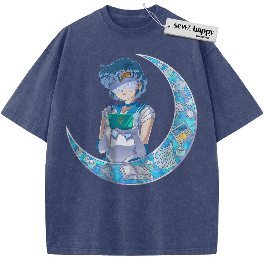 Wash Tee Ami Mizuno Shirt, Sailor Mercury Shirt, Sailor Moon Shirt, Anime Shirt, Vintage Tee