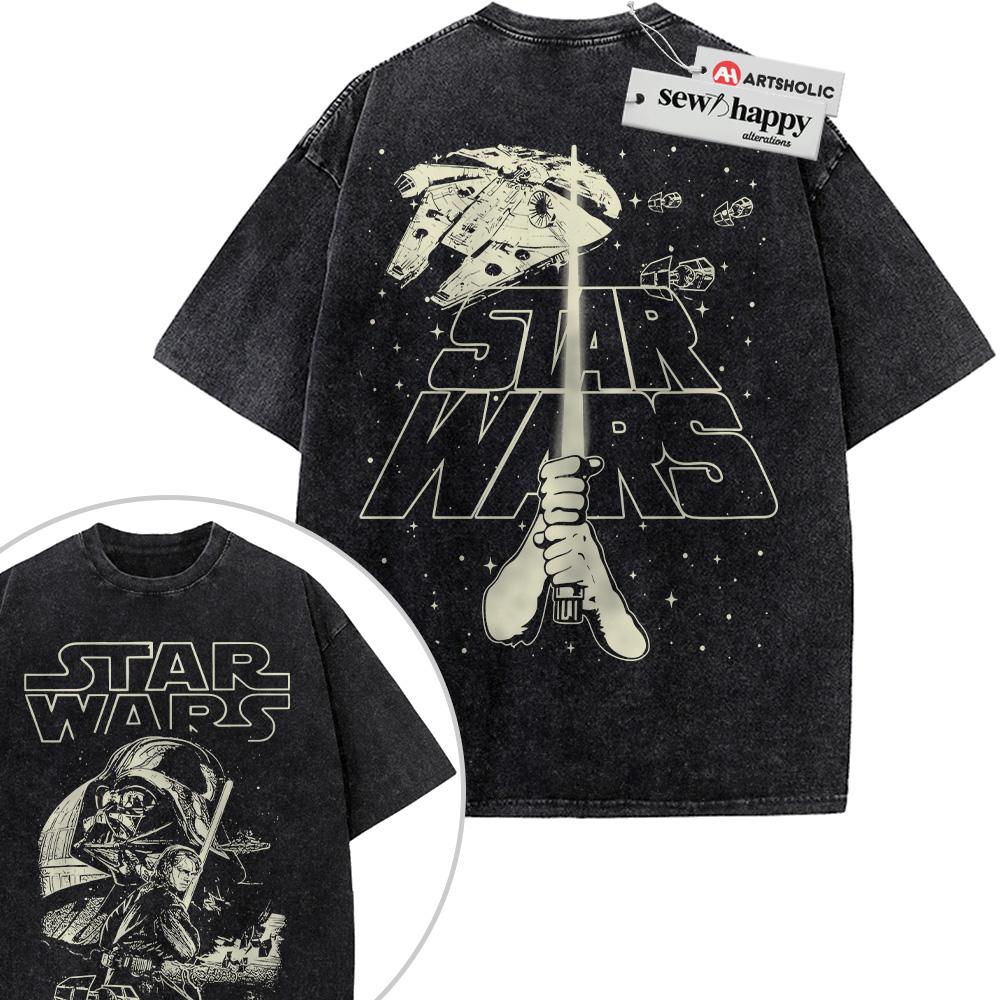Wash Tee Anakin Skywalker Shirt, Darth Vader Shirt, Star Wars Shirt, Movie Shirt, Vintage T-Shirt 2-Sided