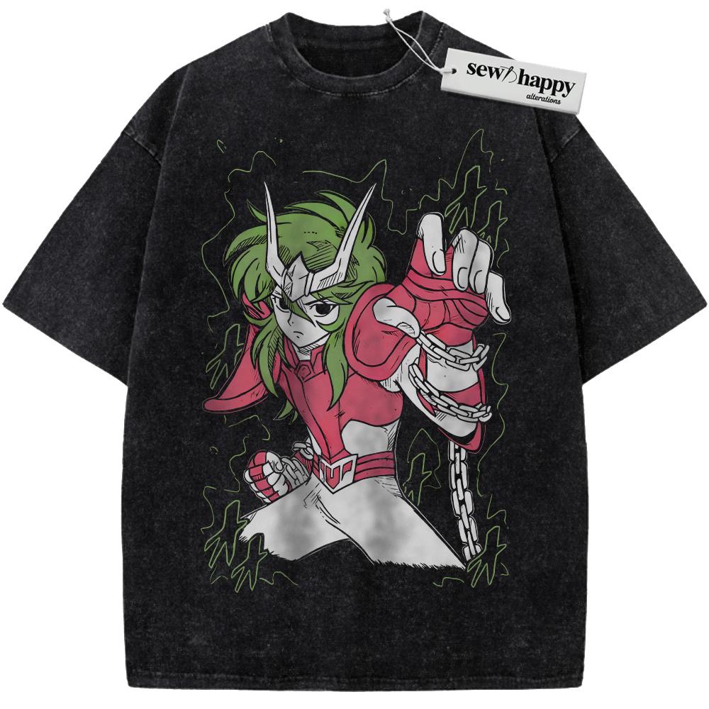 Wash Tee Andromeda Shun Shirt, Saint Seiya Shirt, Anime Shirt, Vintage T-Shirt