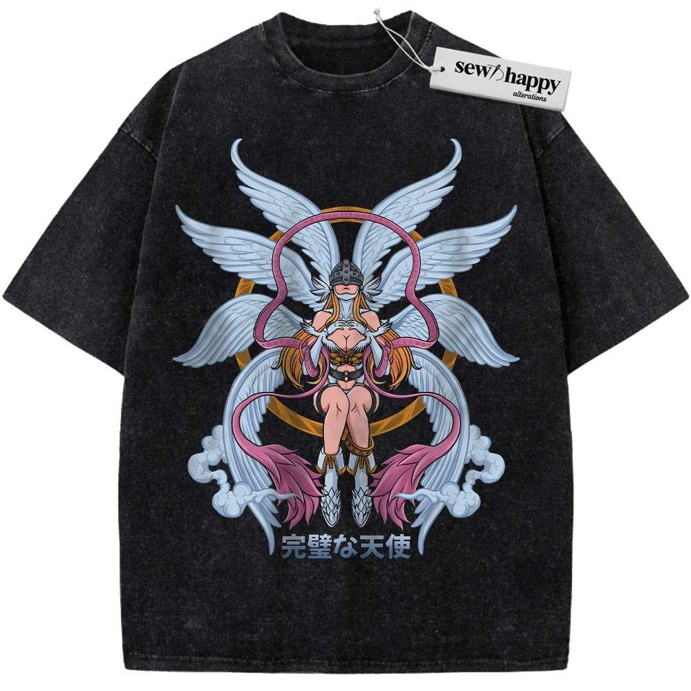 Wash Tee Angewomon Shirt, Digimon Adventure Shirt, Anime Shirt, Vintage Tee