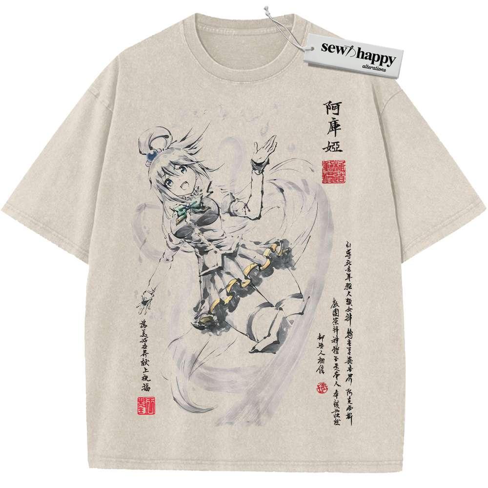 Wash Tee Aqua Shirt, Konosuba Shirt, Anime Shirt, Vintage T-Shirt