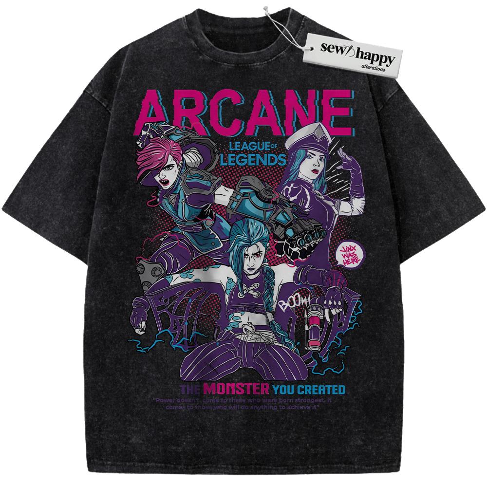 Wash Tee Arcane Shirt, League of Legends Shirt, Animated Shirt, Vintage T-Shirt
