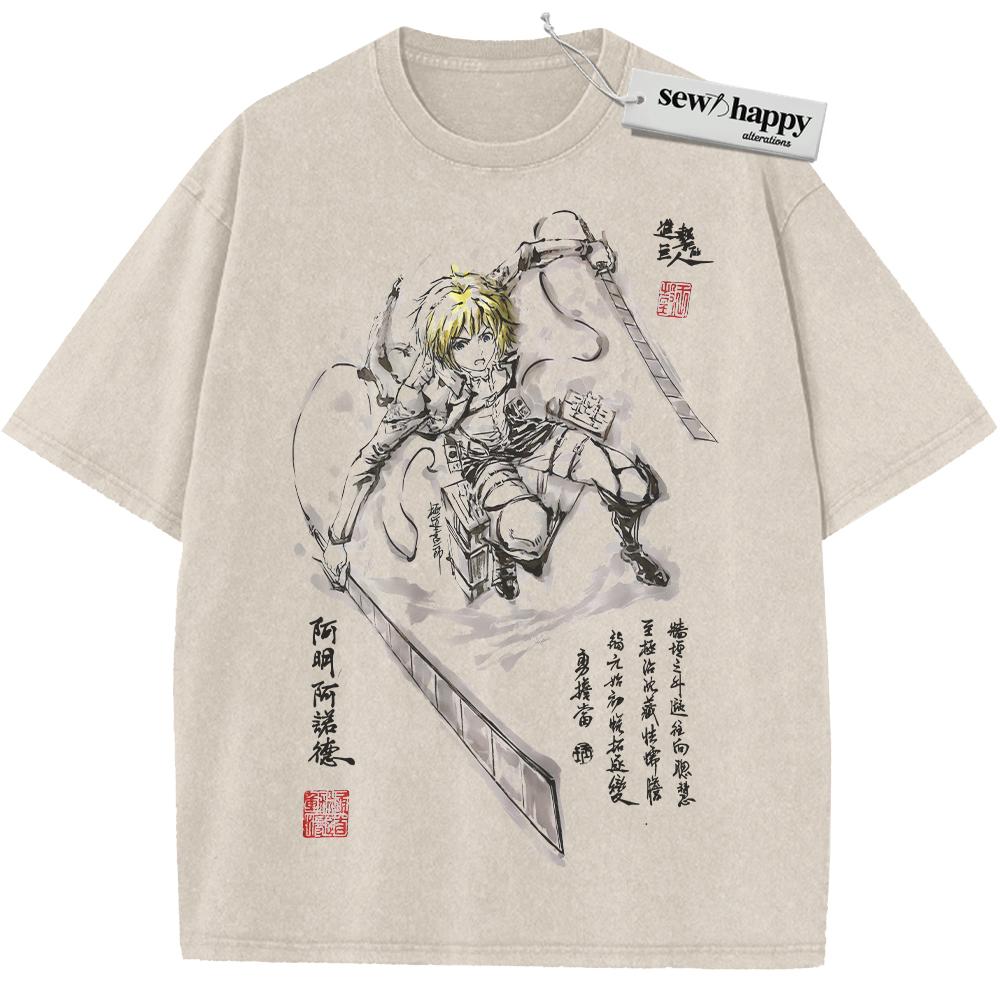 Wash Tee Armin Arlert Shirt, Attack On Titan, AOT Shirt, Anime Shirt, Vintage T-Shirt