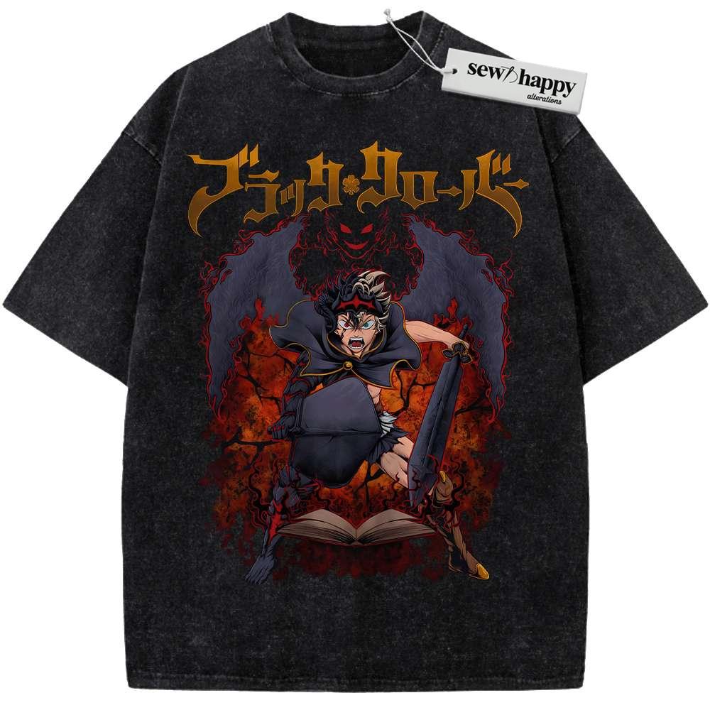 Wash Tee Asta Shirt, Black Clover Shirt, Anime Shirt, Vintage T-Shirt