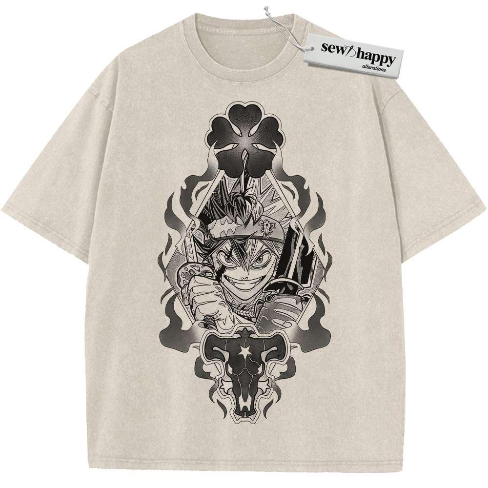 Wash Tee Asta Shirt, Black Clover Shirt, Anime Shirt, Vintage Tee