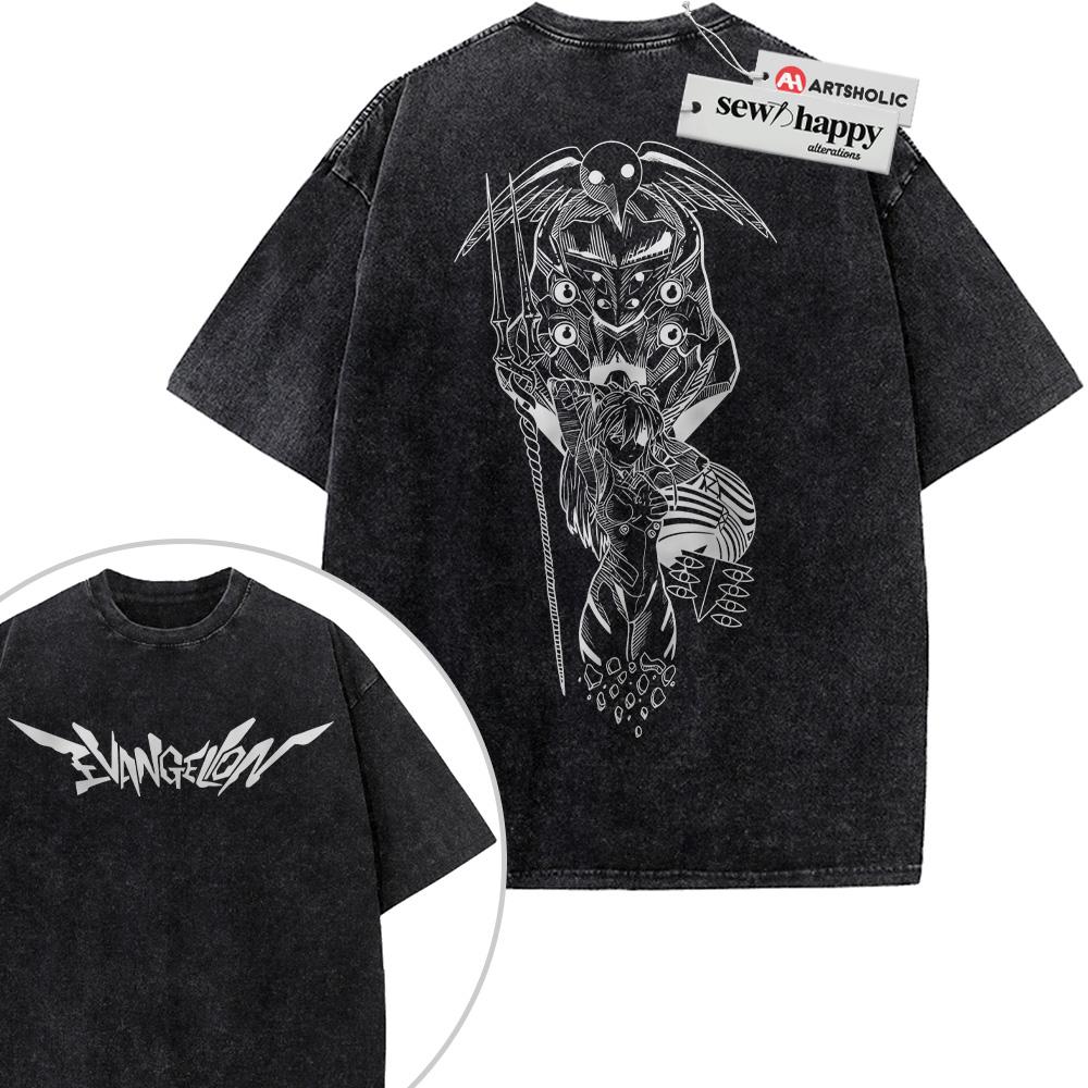 Wash Tee Asuka Langley Soryu Shirt, Neon Genesis Evangelion Shirt, Anime Shirt, Vintage T-Shirt 2-Sided