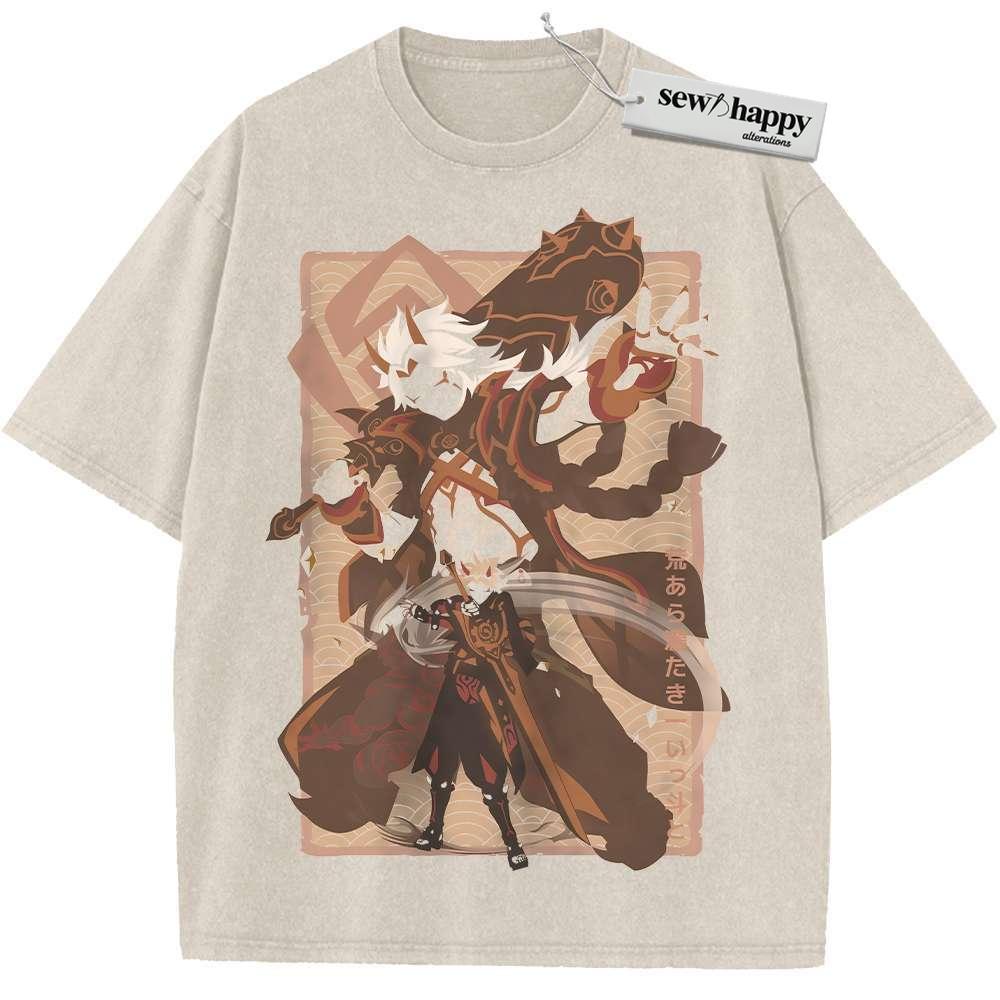 Wash Tee Ataraki Itto Shirt, Genshin Impact Shirt, Game Shirt, Vintage T-Shirt
