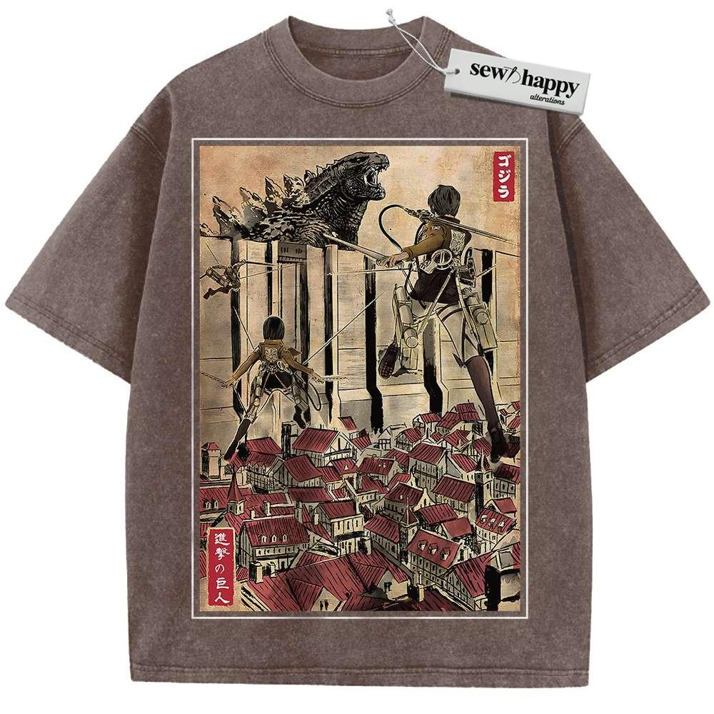 Wash Tee Attack on Titan Shirt, AOT Shirt, Vintage Tee