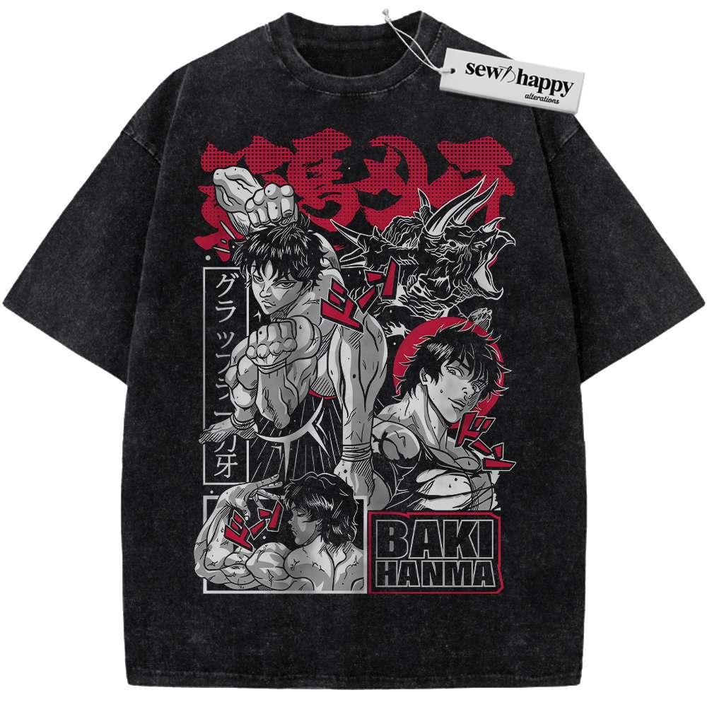 Wash Tee Baki Hanma Shirt, Anime Shirt, Vintage T-Shirt Wash Tee Baki Hanma Shirt, Anime Shirt, Vintage T-Shirt - Image 1