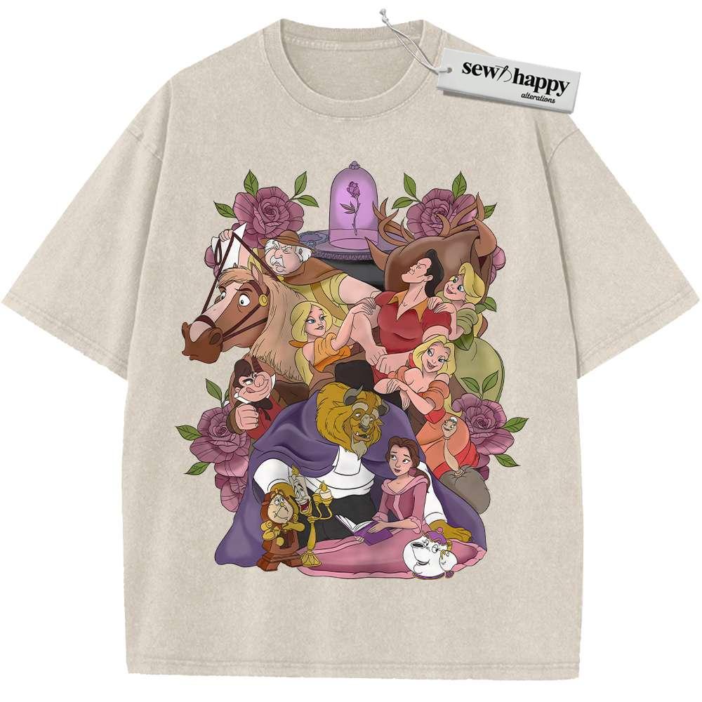Wash Tee Beauty and the Beast Shirt, Animated Shirt, Vintage T-Shirt Wash Tee Beauty and the Beast Shirt, Animated Shirt, Vintage T-Shirt - Image 1