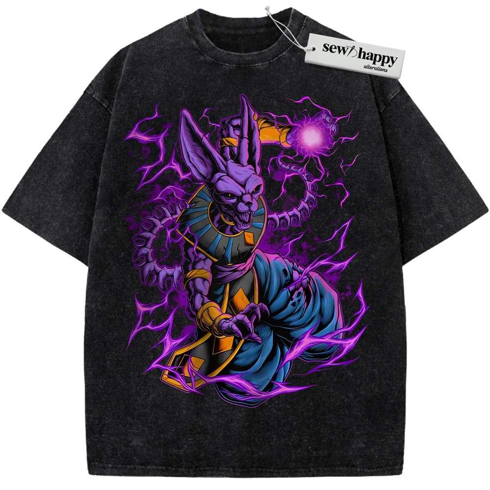Wash Tee Beerus Shirt, Dragon Ball Shirt, DBZ Shirt, Anime Shirt, Vintage T-Shirt