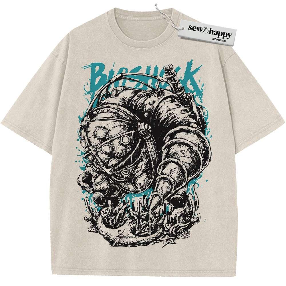 Wash Tee Bioshock Shirt, Game Shirt, Vintage T-Shirt