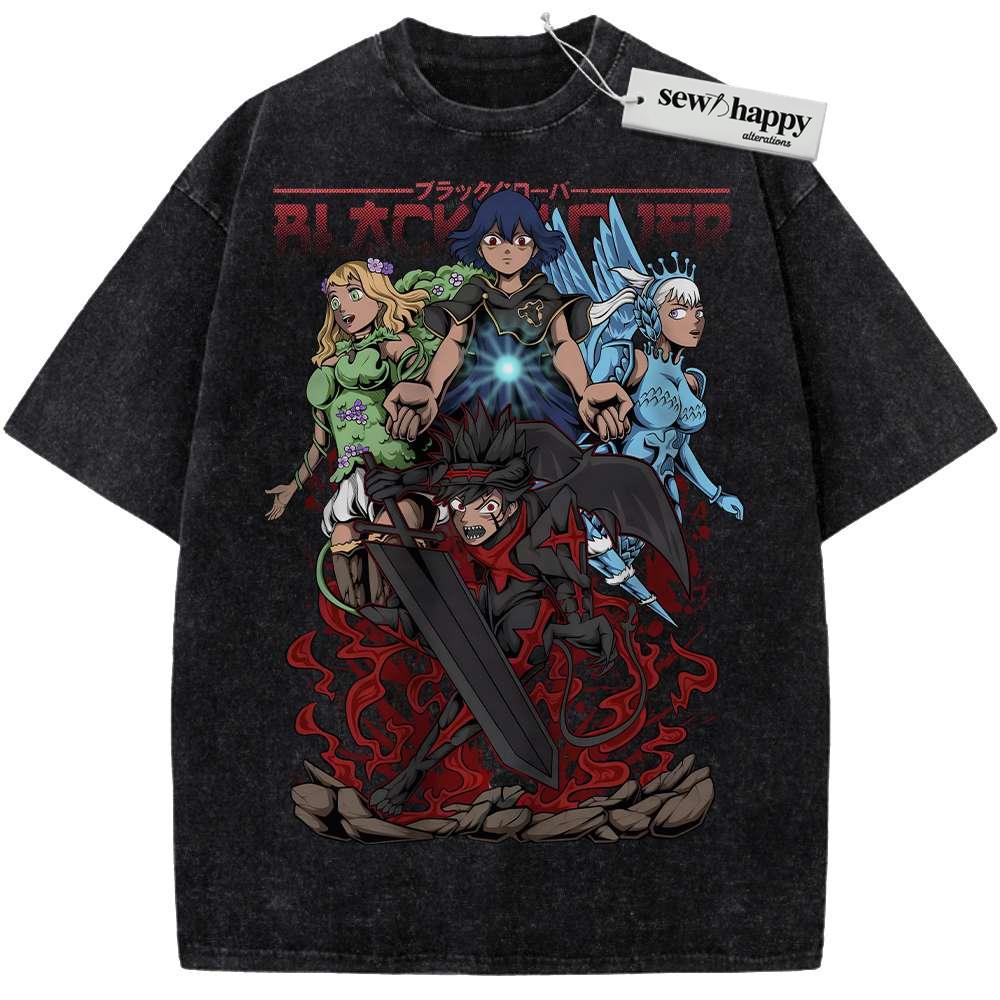 Wash Tee Black Clover Shirt, Anime Shirt, Vintage T-Shirt Wash Tee Black Clover Shirt, Anime Shirt, Vintage T-Shirt - Image 1