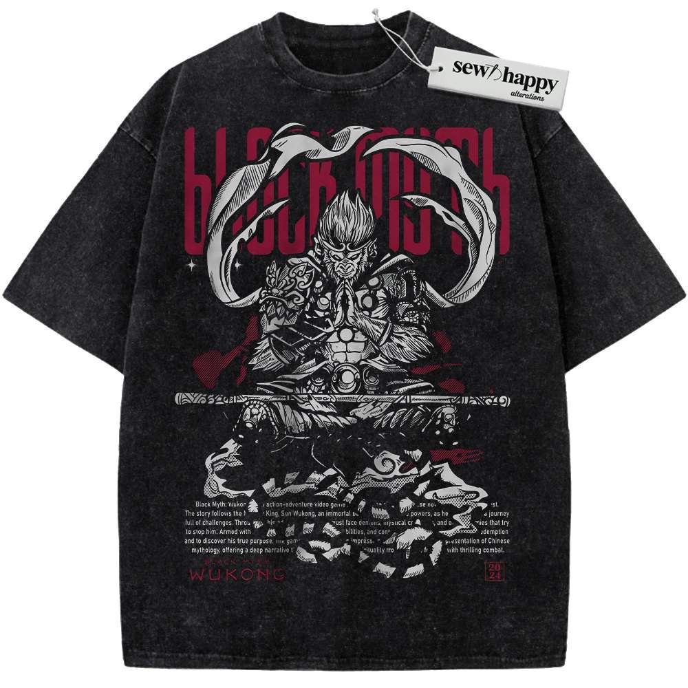 Wash Tee Black Myth: Wukong Shirt, Game Shirt, Vintage Tee