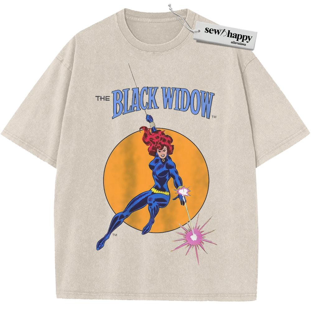 Wash Tee Black Widow Shirt, Natasha Romanoff Shirt, Marvel Comics Shirt, Vintage Tee
