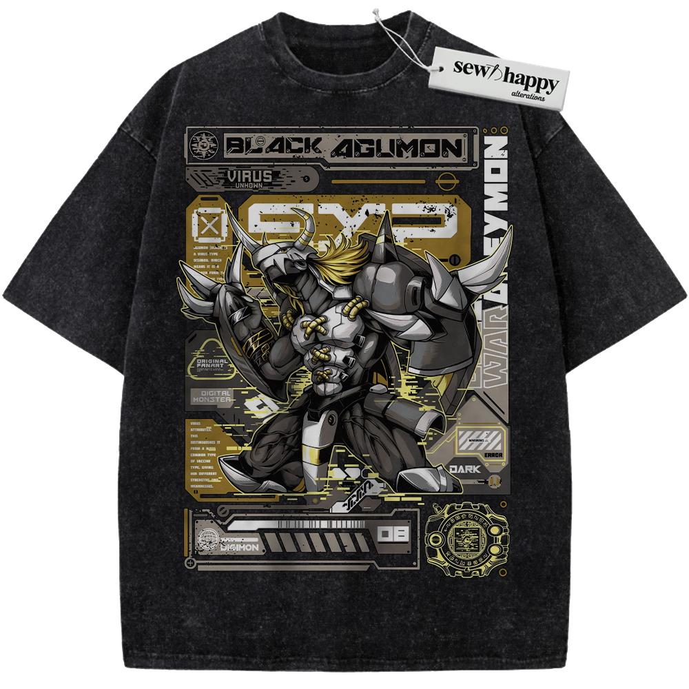 Wash Tee BlackAgumon Shirt, Digimon Shirt, Anime Shirt, Vintage Tee
