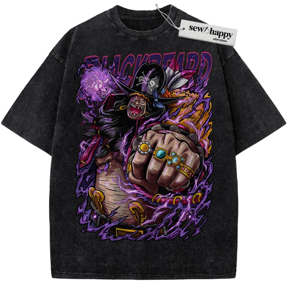 Wash Tee Blackbeard Shirt, Marshall D Teach Shirt, One Piece Shirt, Anime Shirt, Vintage T-Shirt