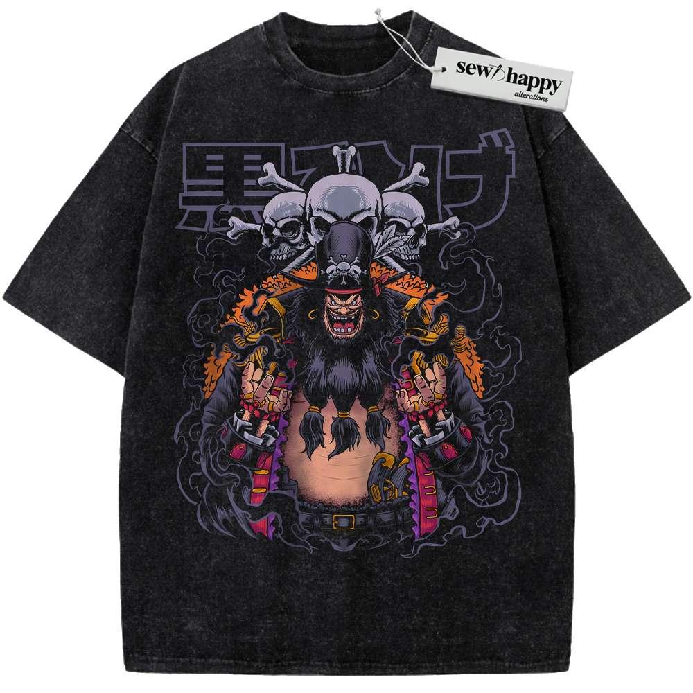 Wash Tee Blackbeard Shirt, One Piece Shirt, Anime Shirt, Vintage Tee