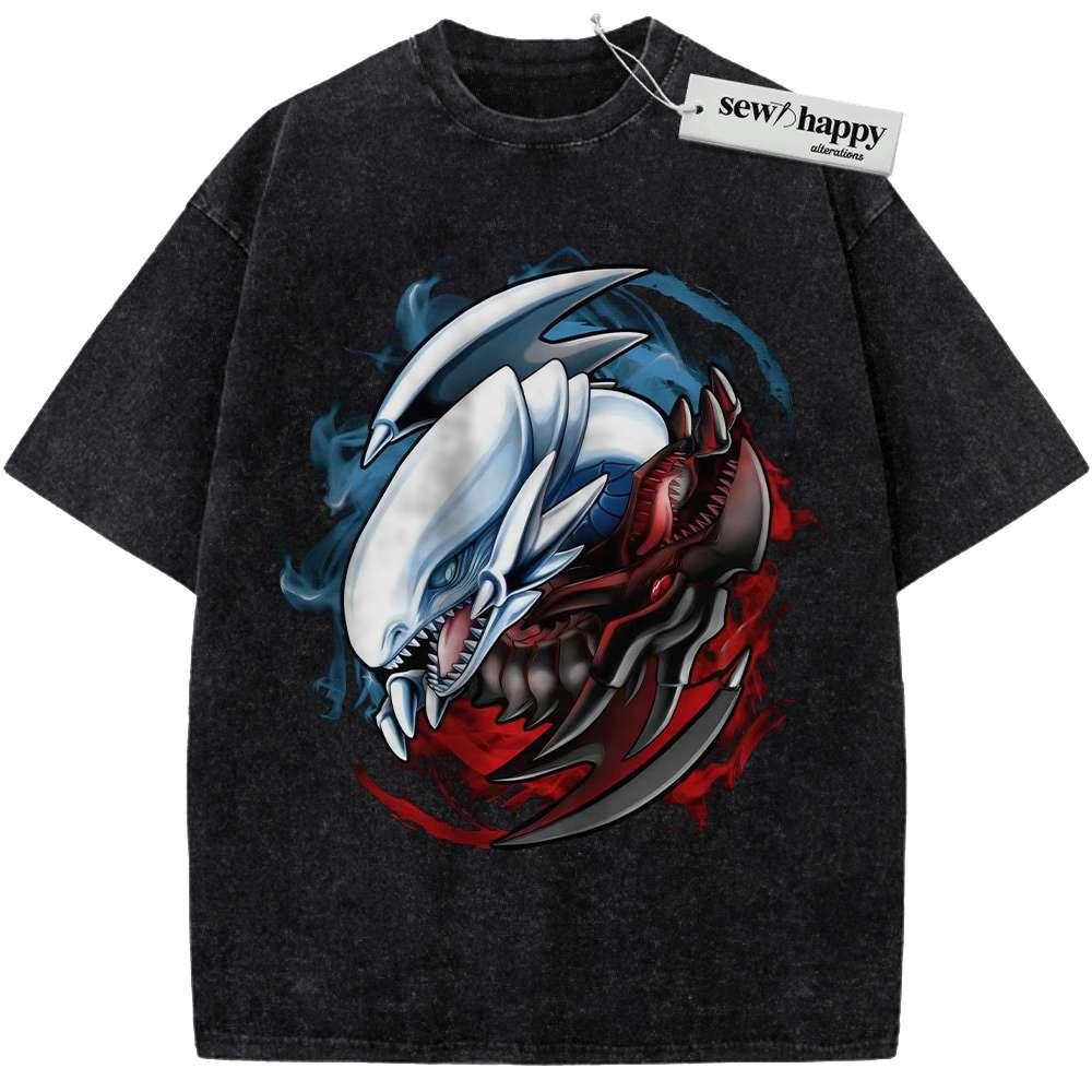 Wash Tee Blue-Eyes White Dragon Shirt, Red-Eyes Black Dragon Shirt, Anime Shirt, Vintage T-Shirt