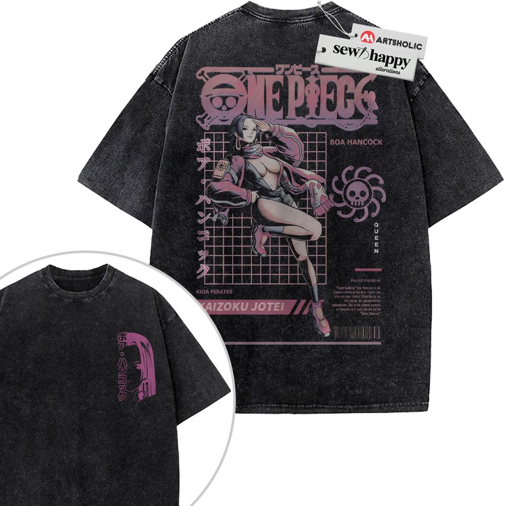 Wash Tee Boa Hancock Shirt, One Piece Shirt, Anime Shirt, Vintage T-Shirt 2-Sided