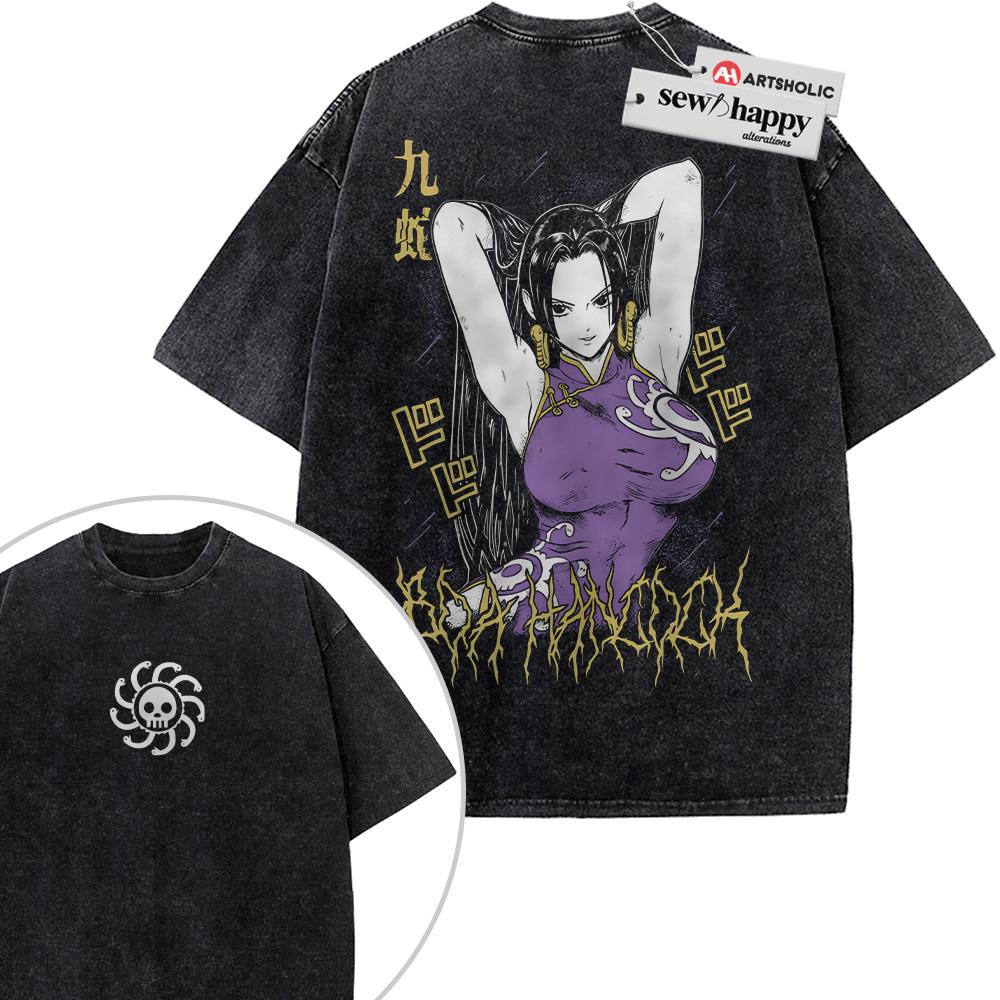 Wash Tee Boa Hancock Shirt, One Piece Shirt, Anime Shirt, Vintage Tee 2-Sided