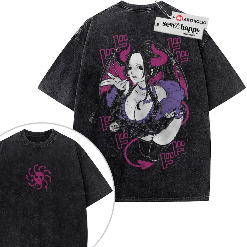 Wash Tee Boa Hancock Shirt, One Piece Shirt, Anime Shirt, Vintage Tee 2-Sided Wash Tee Boa Hancock Shirt, One Piece Shirt, Anime Shirt, Vintage Tee 2-Sided - Image 1