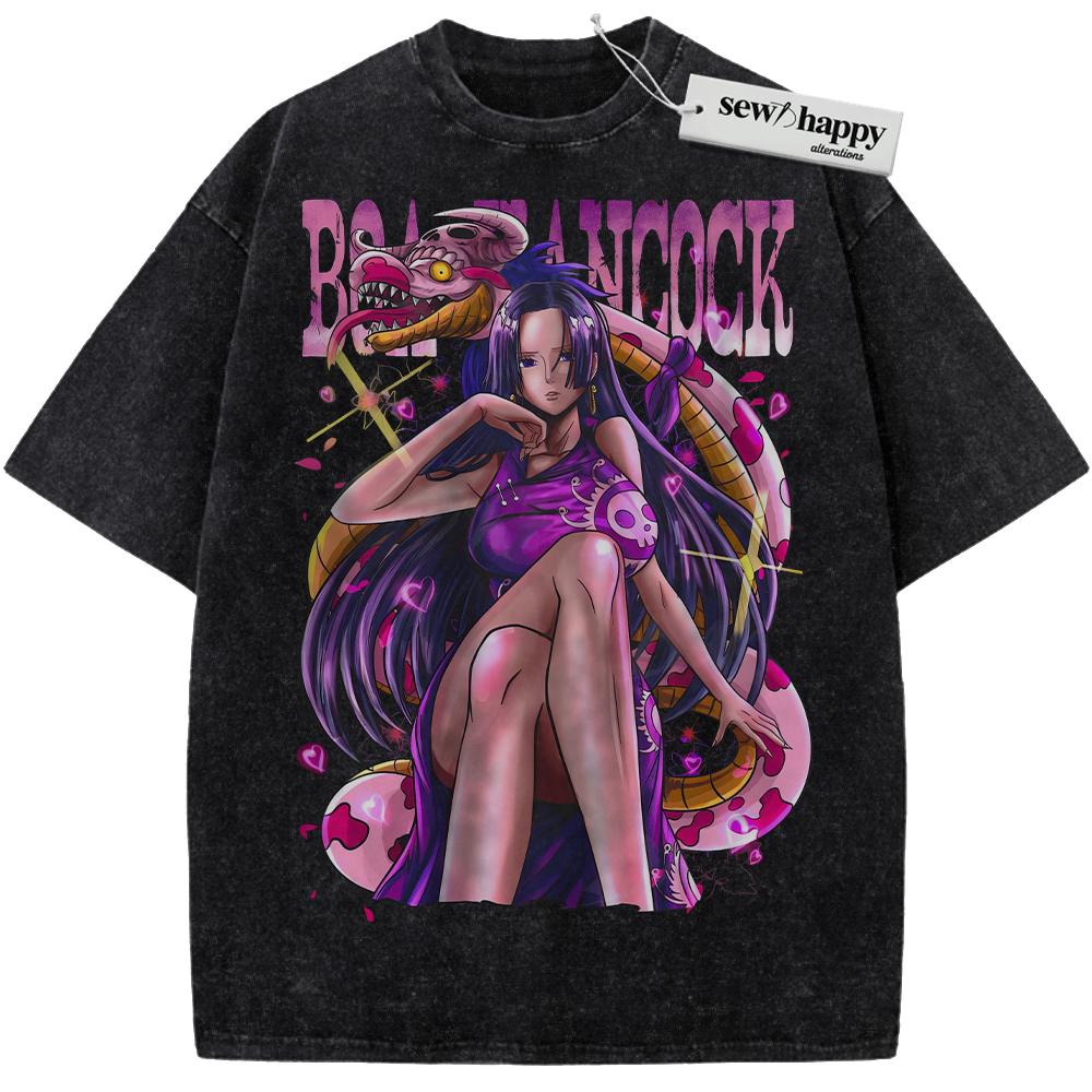 Wash Tee Boa Hancock Shirt, One Piece Shirt, Anime Shirt, Vintage Tee Wash Tee Boa Hancock Shirt, One Piece Shirt, Anime Shirt, Vintage Tee - Image 1