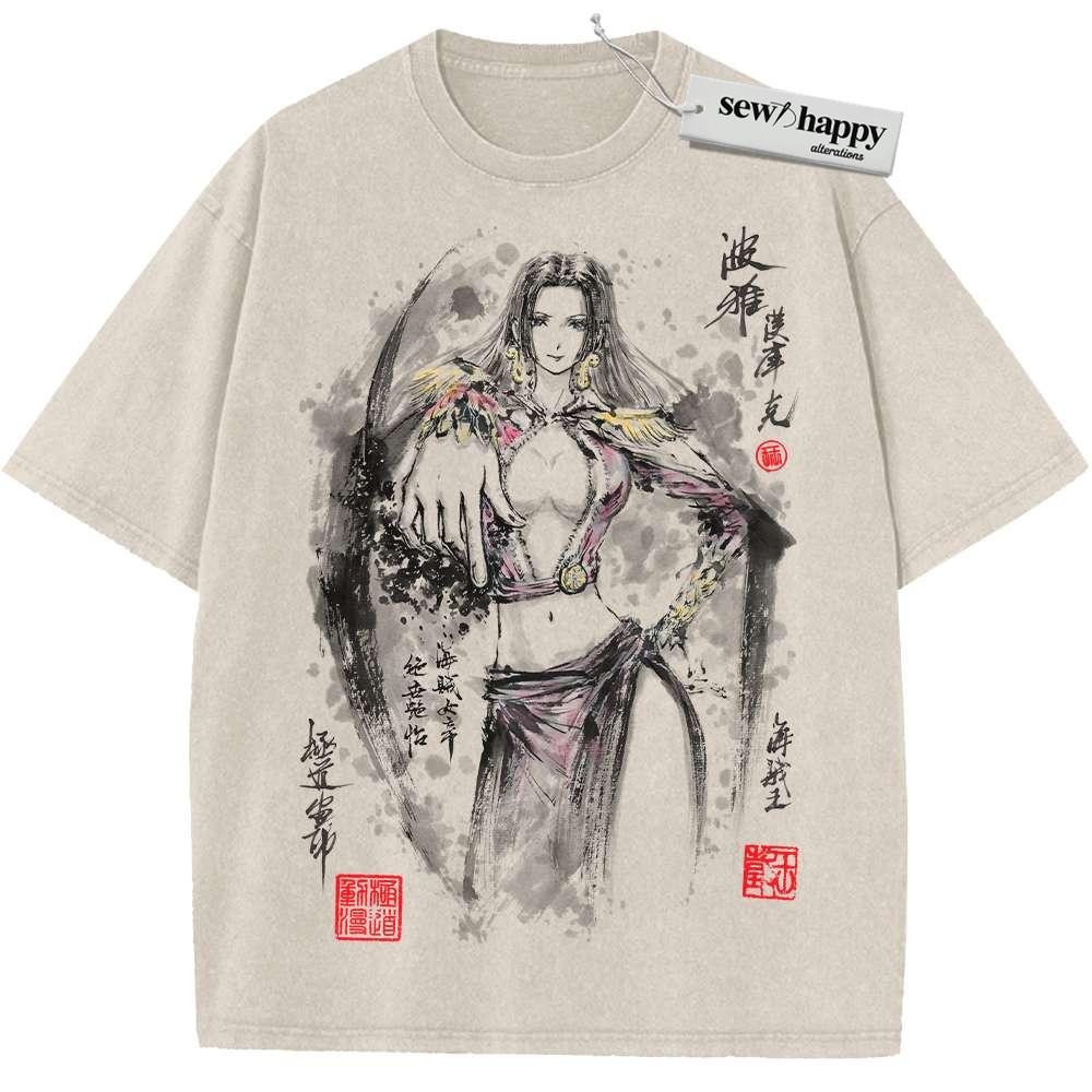 Wash Tee Boa Hancock Shirt, One Piece Shirt, Anime Shirt, Vintage Tee Wash Tee Boa Hancock Shirt, One Piece Shirt, Anime Shirt, Vintage Tee - Image 1