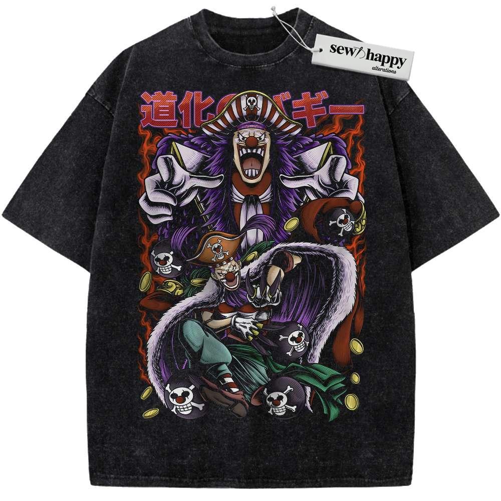 Wash Tee Buggy Shirt, One Piece Shirt, Anime Shirt, Vintage Tee Wash Tee Buggy Shirt, One Piece Shirt, Anime Shirt, Vintage Tee - Image 1