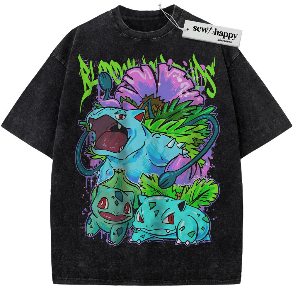 Wash Tee Bulbasaur Shirt, Ivysaur Shirt, Venusaur Shirt, Anime Shirt, Vintage Tee