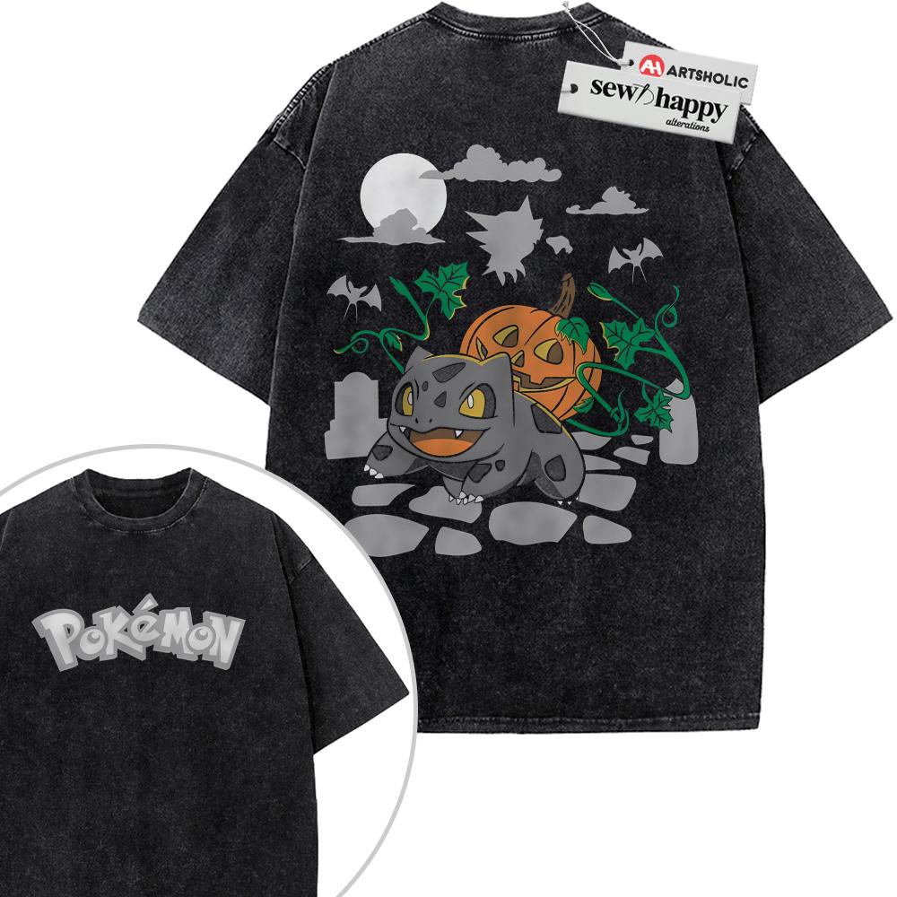 Wash Tee Bulbasaur Shirt, Pokemon Shirt, Anime Shirt, Vintage T-Shirt 2-Sided
