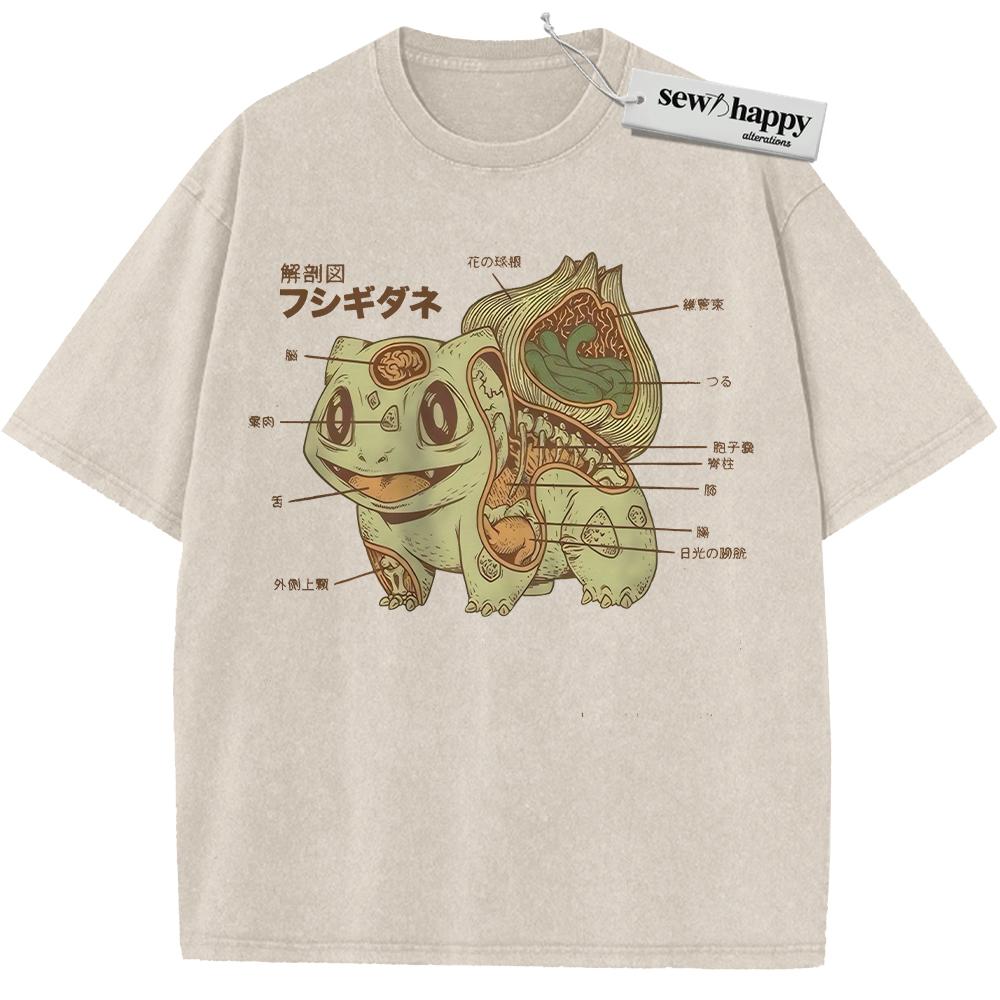 Wash Tee Bulbasaur Shirt, Pokemon Shirt, PKM Shirt, Anime Shirt, Vintage T-Shirt