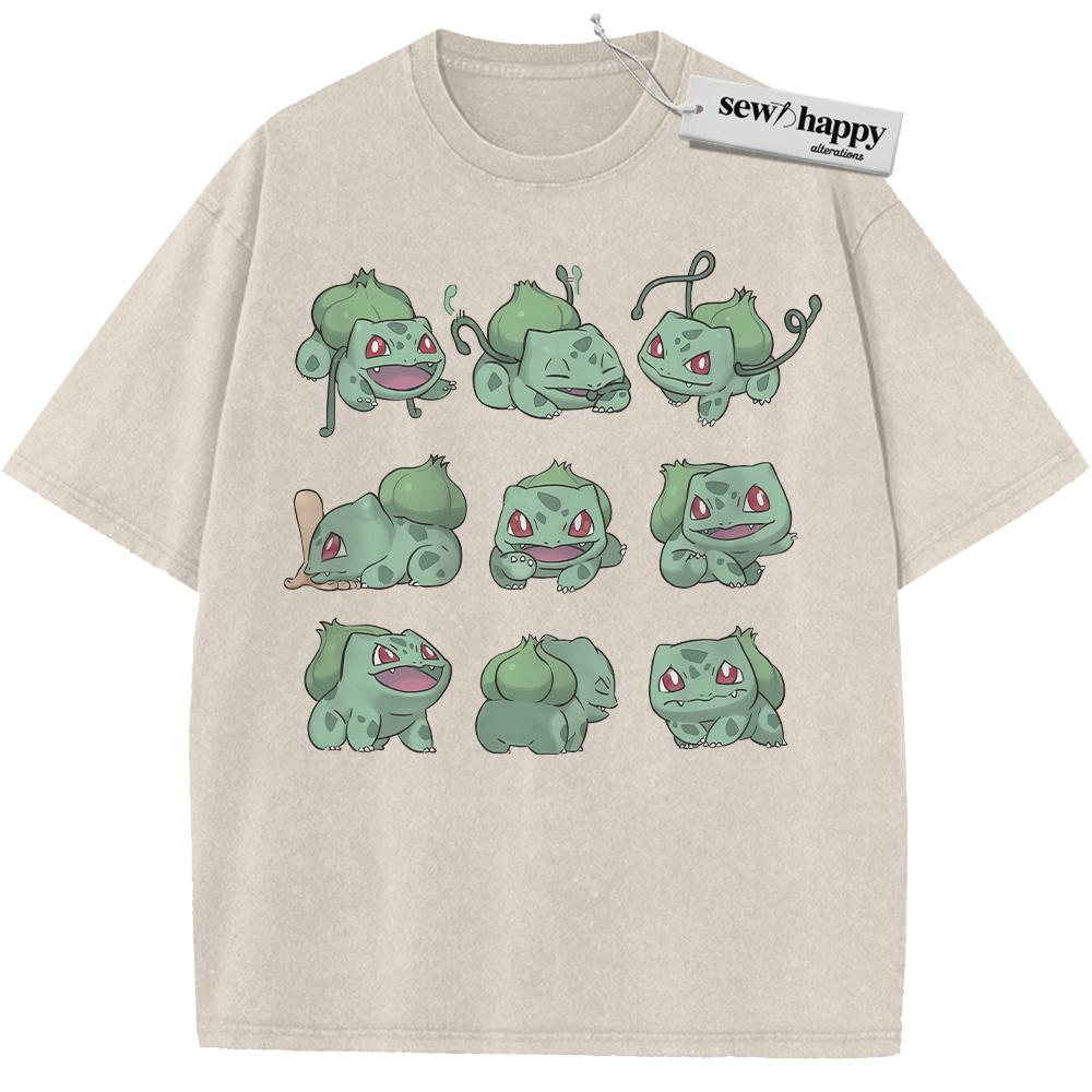 Wash Tee Bulbasaur Shirt, Pokemon Shirt, PKM Shirt, Anime Shirt, Vintage Tee