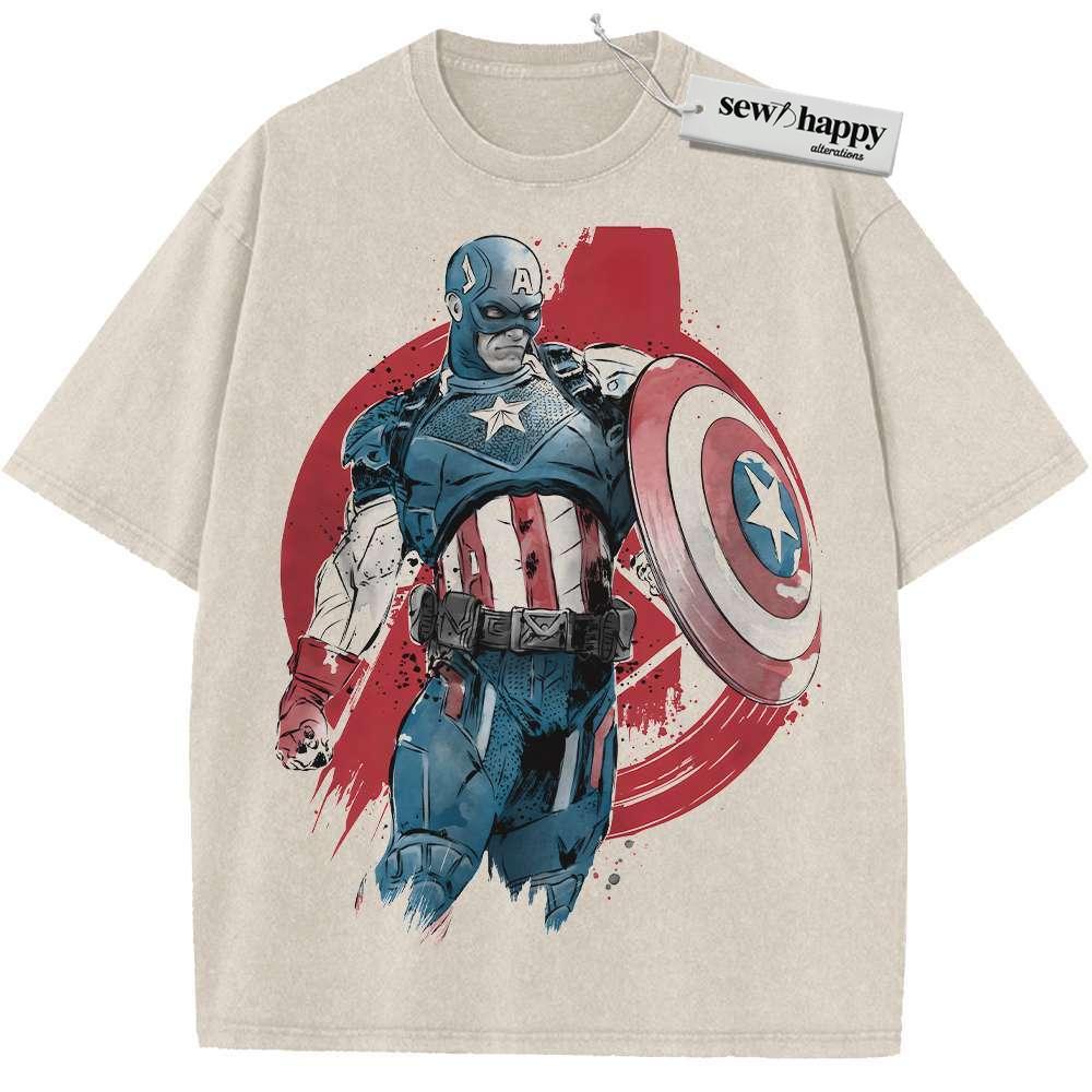Wash Tee Captain America Shirt, Marvel Comics Shirt, Vintage T-Shirt