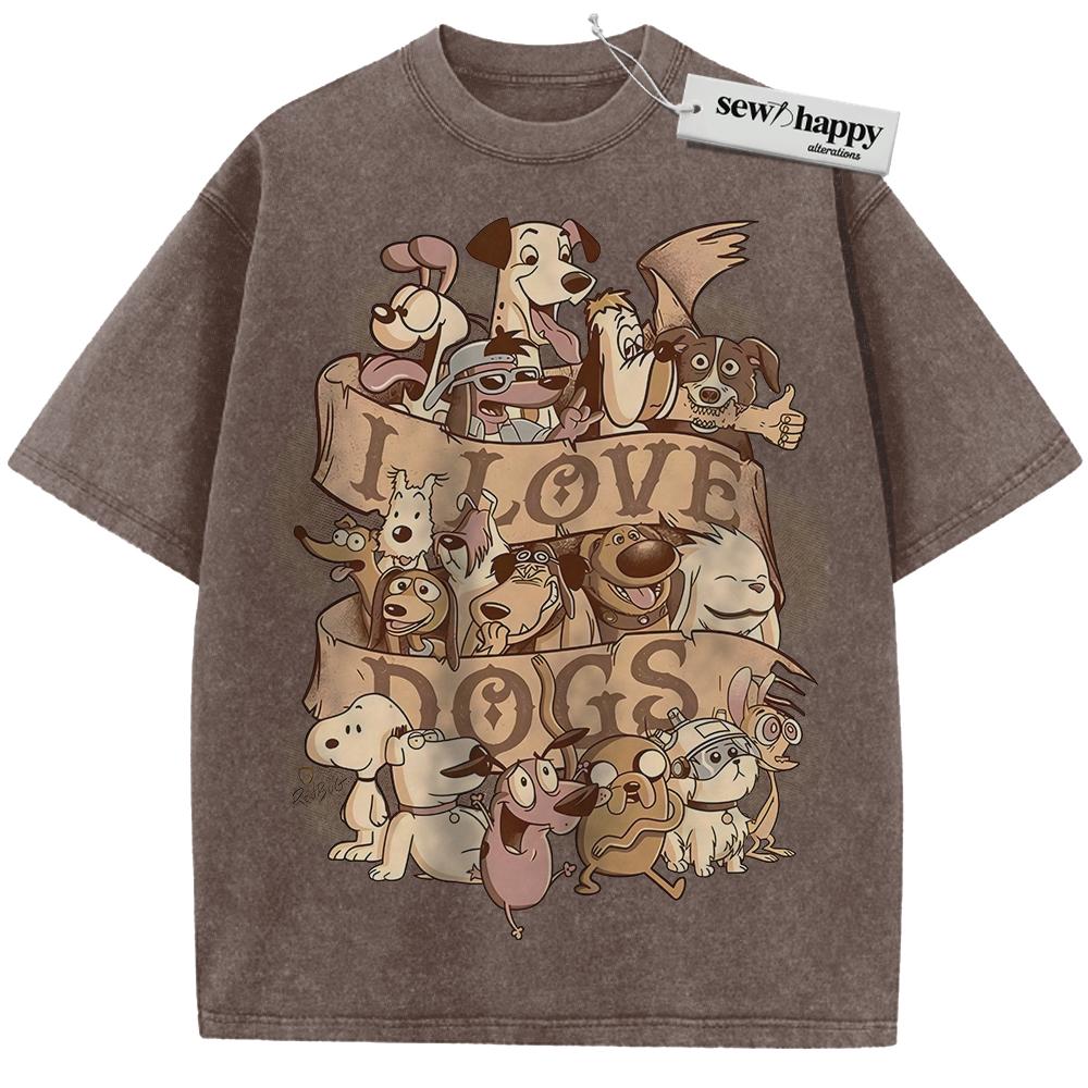 Wash Tee Cartoon Dog Shirt, Animated Shirt, Vintage T-Shirt