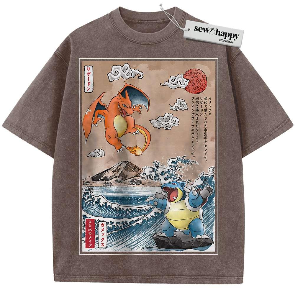Wash Tee Charizard vs Blastoise Shirt, Pokemon shirt, Anime Shirt, Vintage T-Shirt