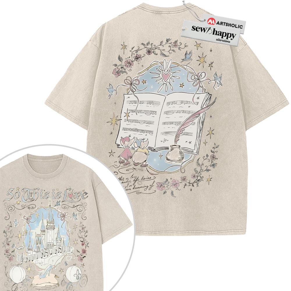 Wash Tee Cinderella Shirt, Animated Shirt, Vintage T-Shirt 2-Sided