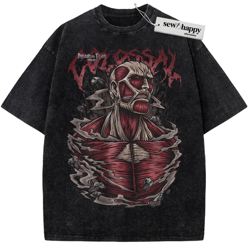 Wash Tee Colossal Titan Shirt, Attack On Titan, AOT Shirt, Anime Shirt, Vintage T-Shirt