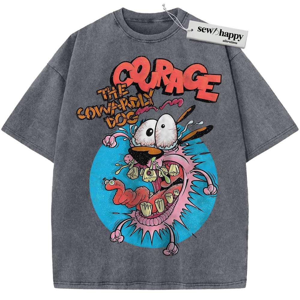 Wash Tee Courage the Cowardly Dog Shirt, Animated Shirt, Vintage Tee