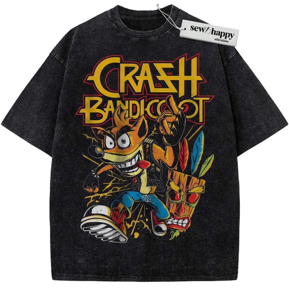 Wash Tee Crash Bandicoot Shirt, Game Shirt, Vintage Tee