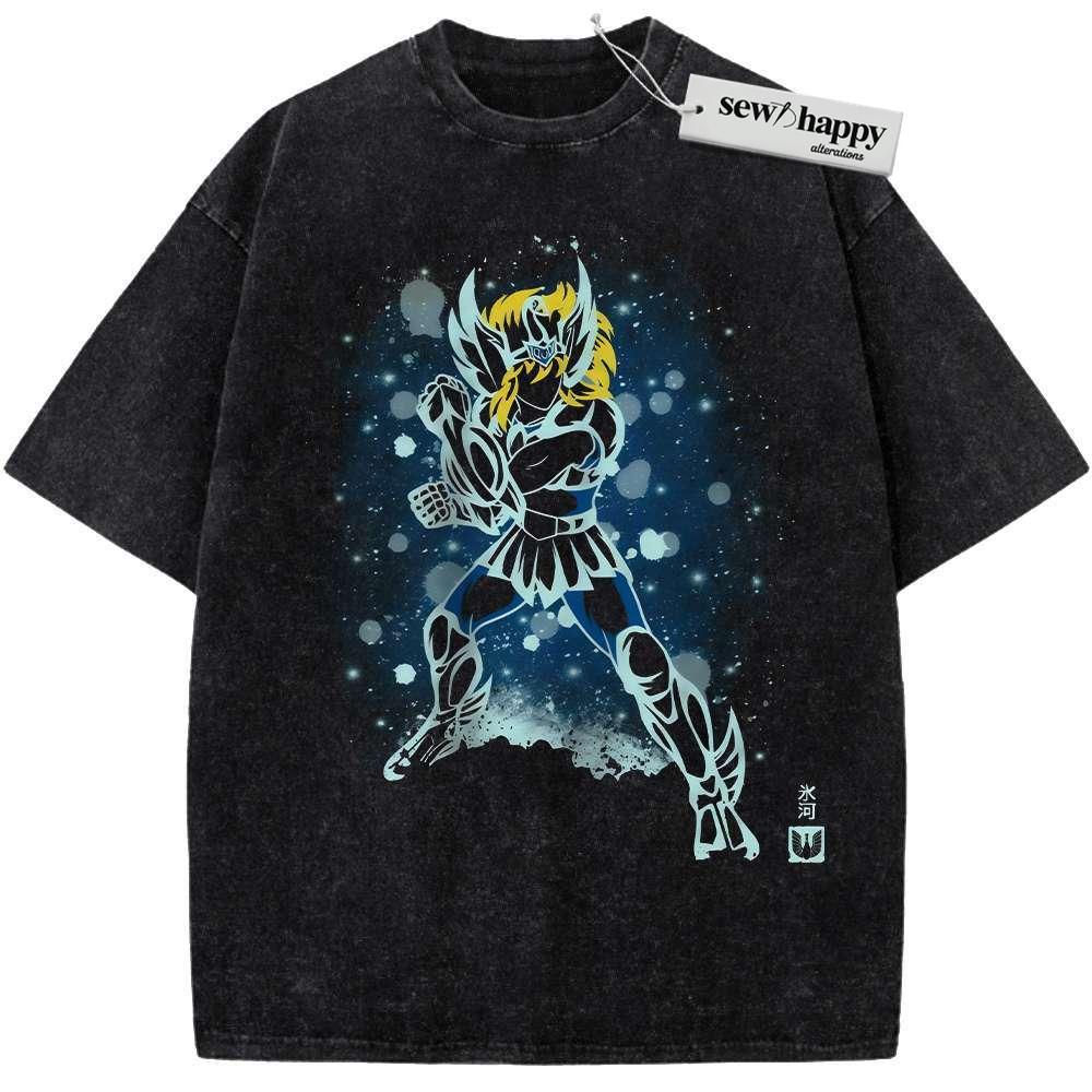 Wash Tee Cygnus Hyoga Shirt, Saint Seiya Shirt, Anime Shirt, Vintage T-Shirt