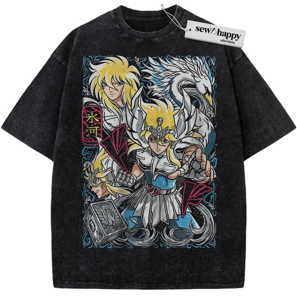 Wash Tee Cygnus Hyoga Shirt, Saint Seiya Shirt, Anime Shirt, Vintage T-Shirt